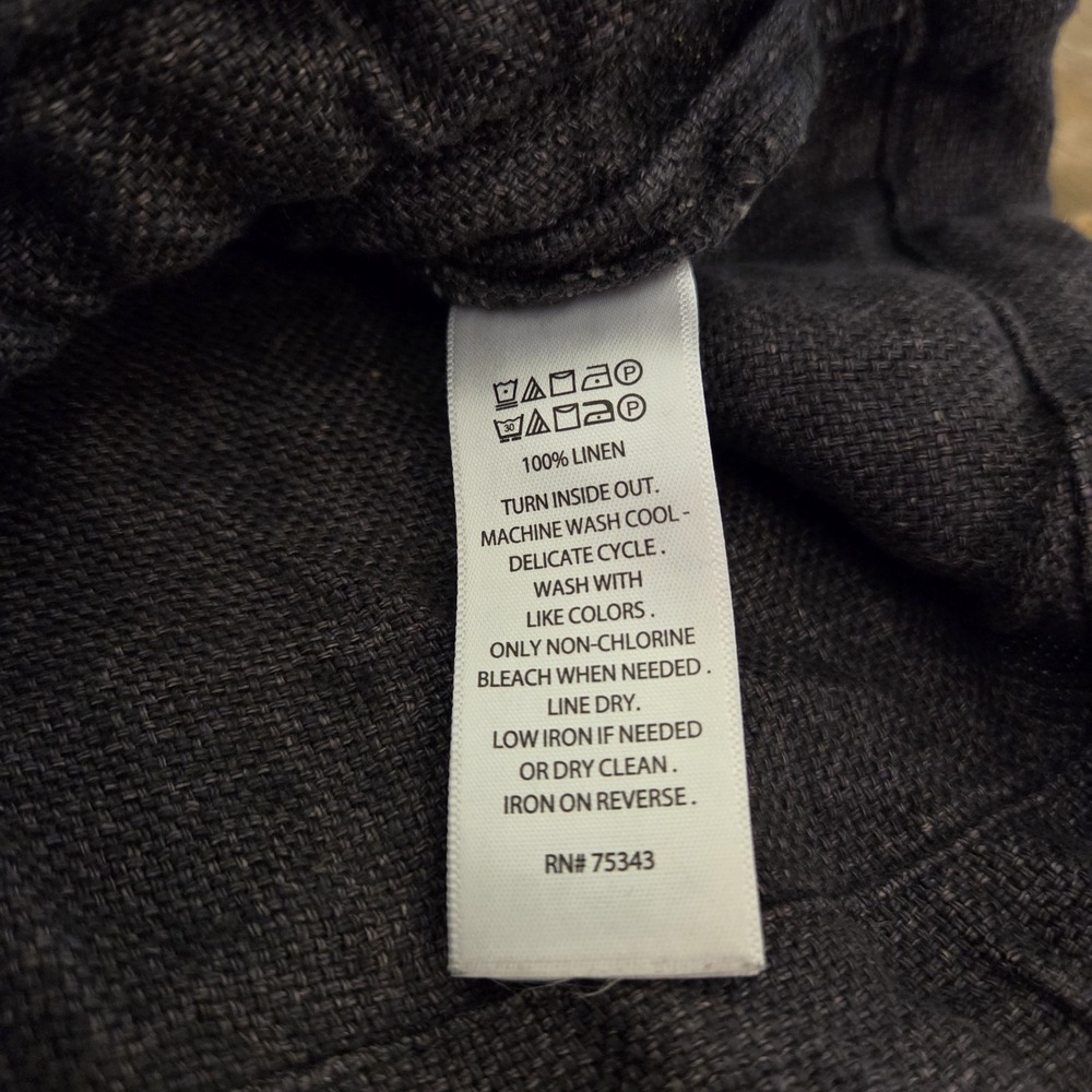C & C California sz M 100% linen charcoal button up utility jacket lightweight - Picture 10 of 11